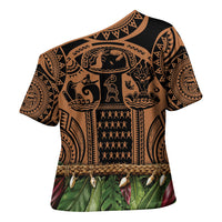 Polynesia Maui Tattoo Inspired Cross Shoulder Shirt Tropical Leaf Skirt Costume