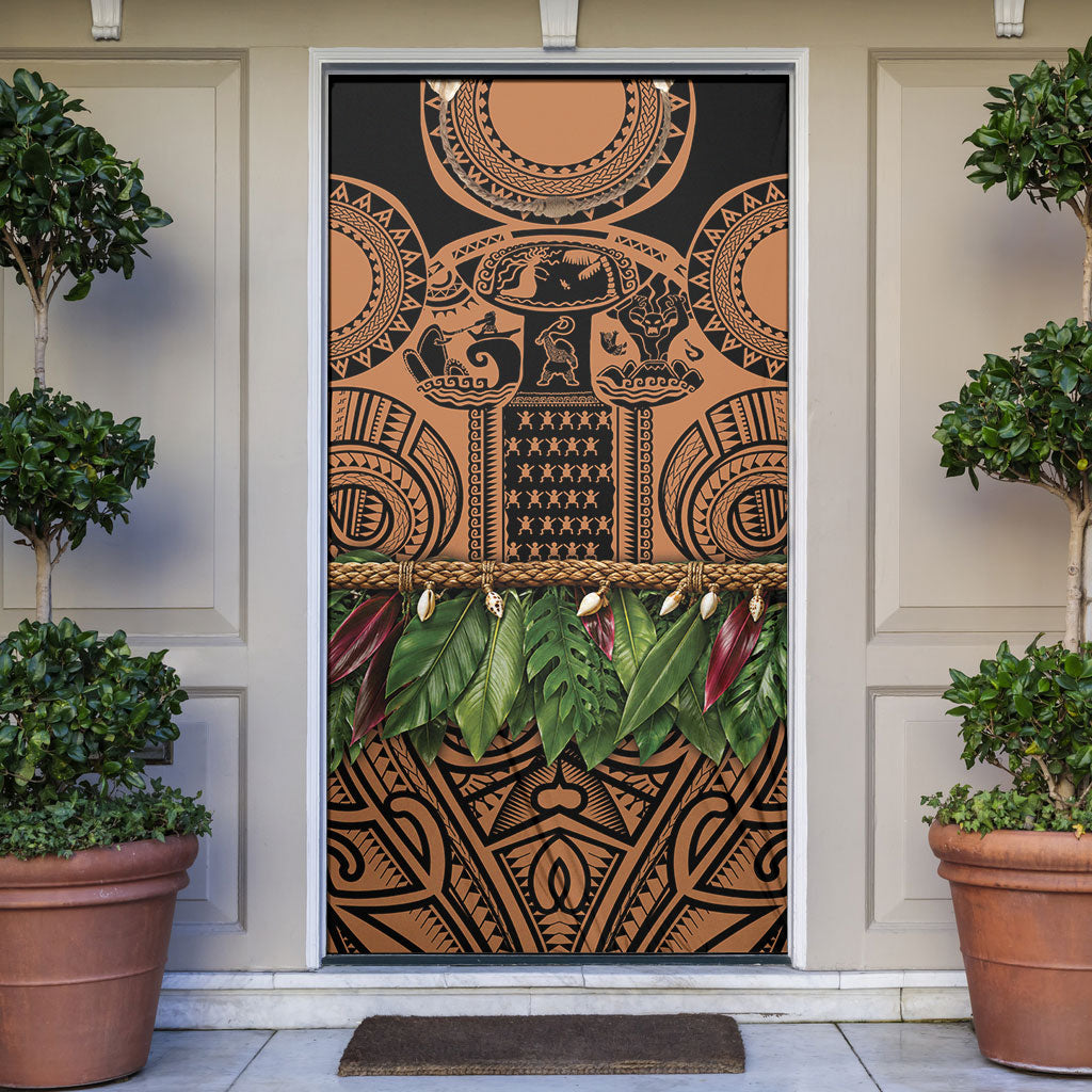 Polynesia Maui Tattoo Inspired Door Cover Tropical Leaf Skirt Costume