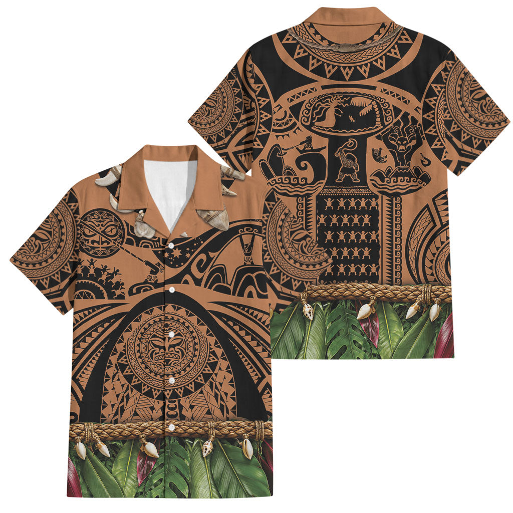 Polynesia Maui Tattoo Inspired Family Matching Mermaid Dress and Hawaiian Shirt Tropical Leaf Skirt Costume