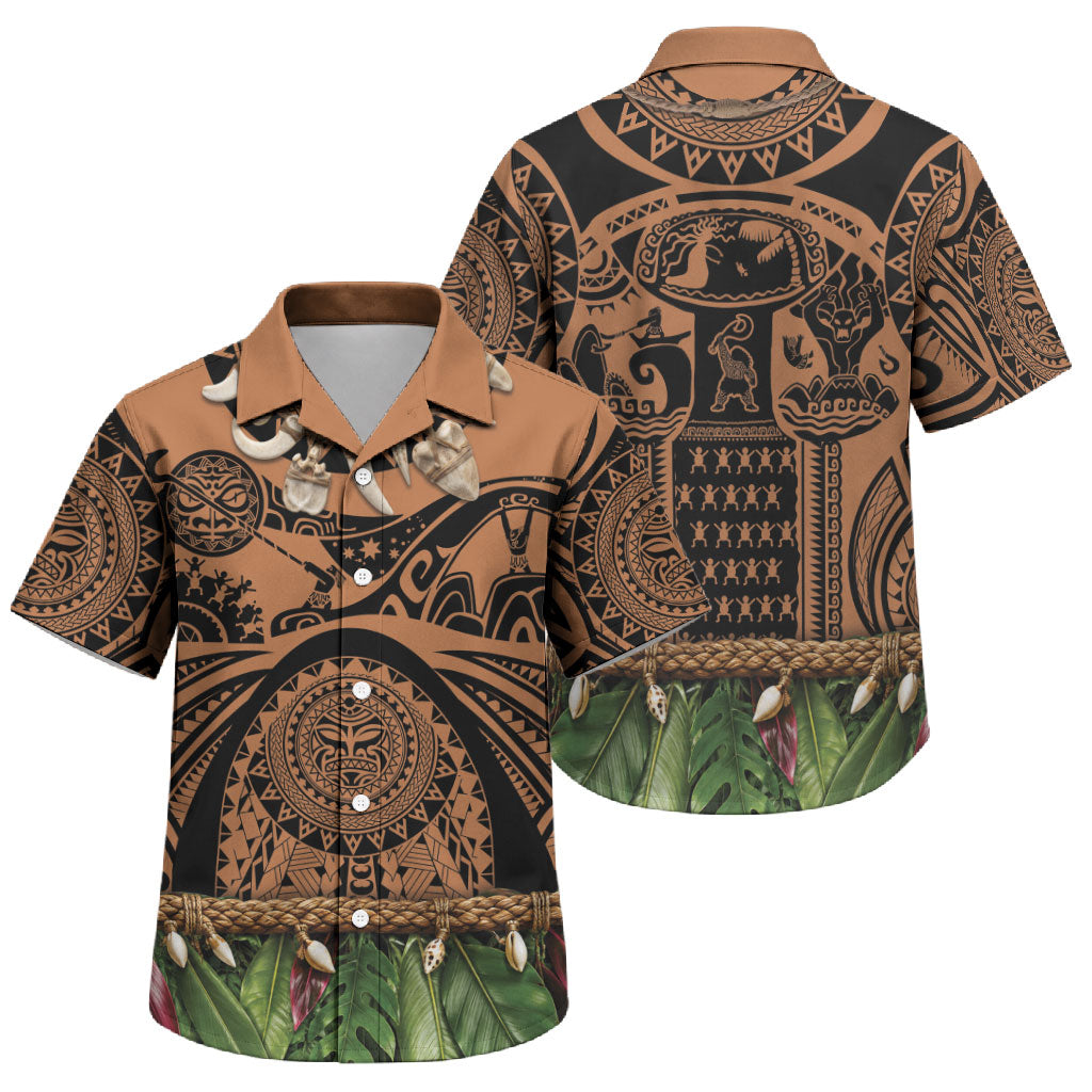Polynesia Maui Tattoo Inspired Family Matching Mermaid Dress and Hawaiian Shirt Tropical Leaf Skirt Costume