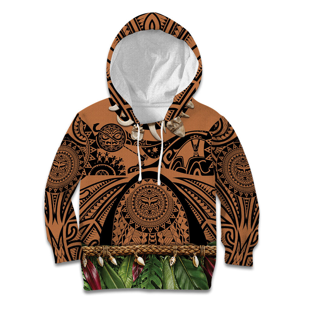 Polynesia Maui Tattoo Inspired Kid Hoodie Tropical Leaf Skirt Costume