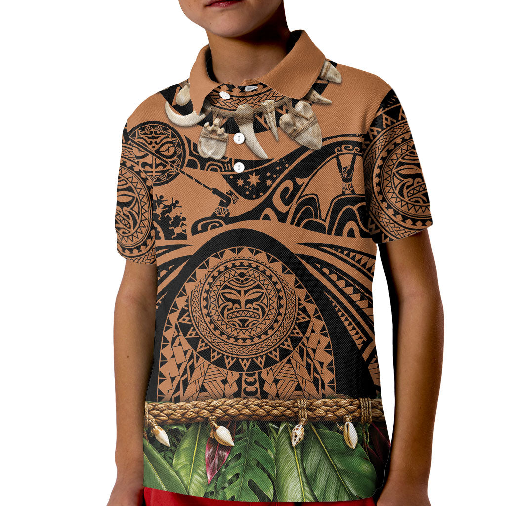 Polynesia Maui Tattoo Inspired Kid Polo Shirt Tropical Leaf Skirt Costume