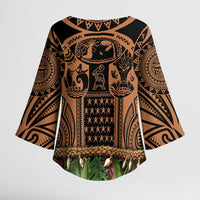 Polynesia Maui Tattoo Inspired Kimono Sleeve Blouse Tropical Leaf Skirt Costume
