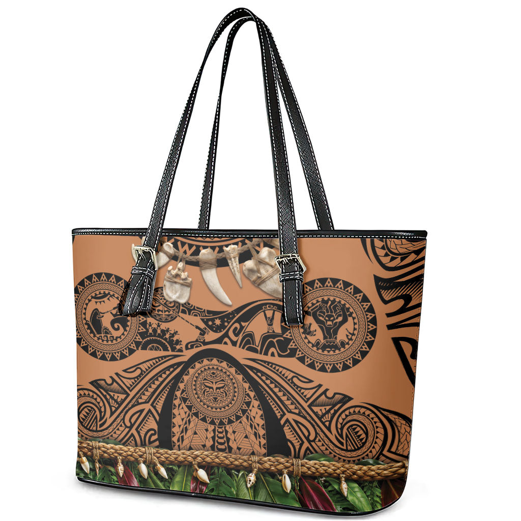 Polynesia Maui Tattoo Inspired Leather Tote Bag Tropical Leaf Skirt Costume
