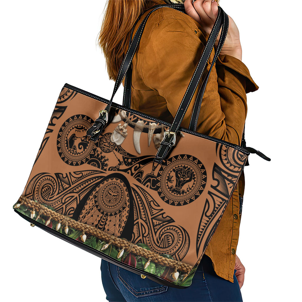 Polynesia Maui Tattoo Inspired Leather Tote Bag Tropical Leaf Skirt Costume