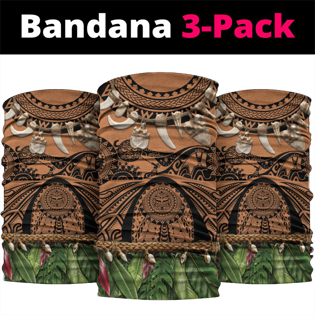 Polynesia Maui Tattoo Inspired Neck Gaiter Tropical Leaf Skirt Costume