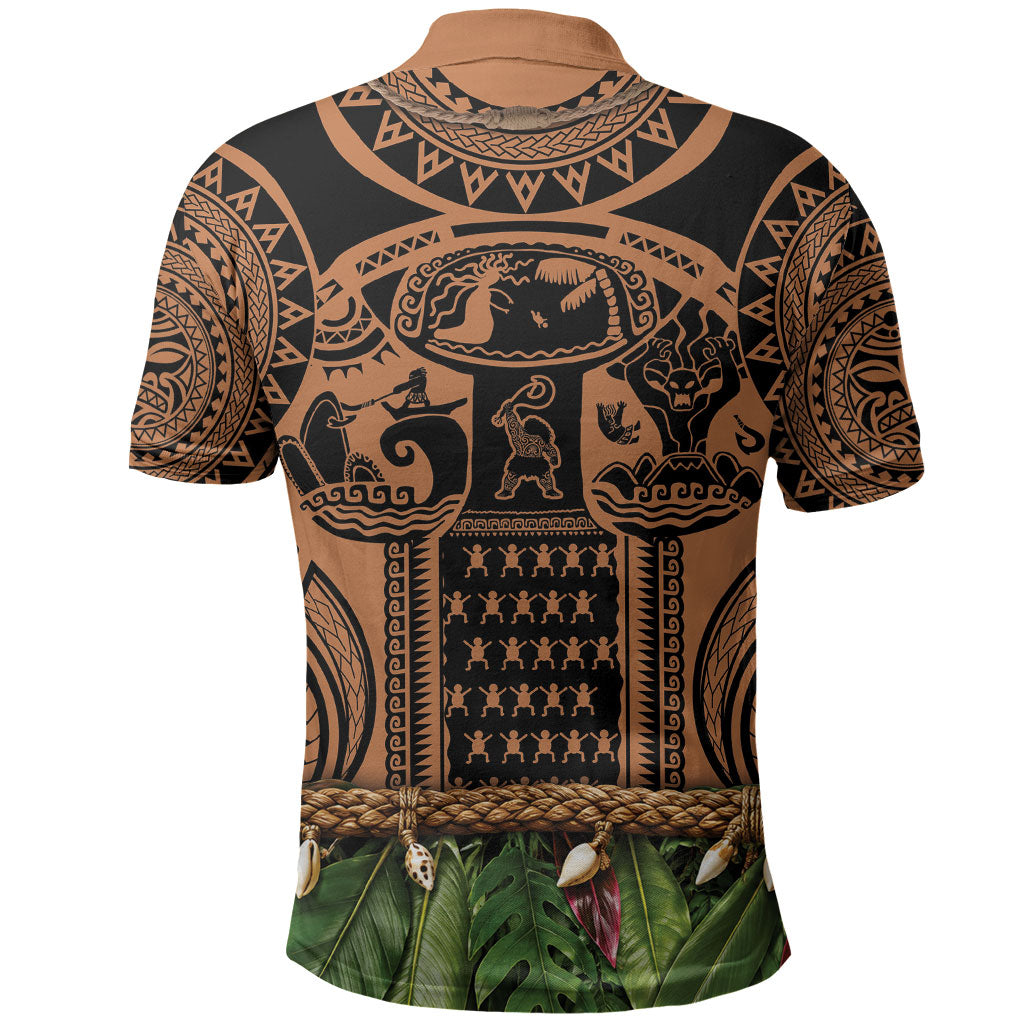 Polynesia Maui Tattoo Inspired Polo Shirt Tropical Leaf Skirt Costume