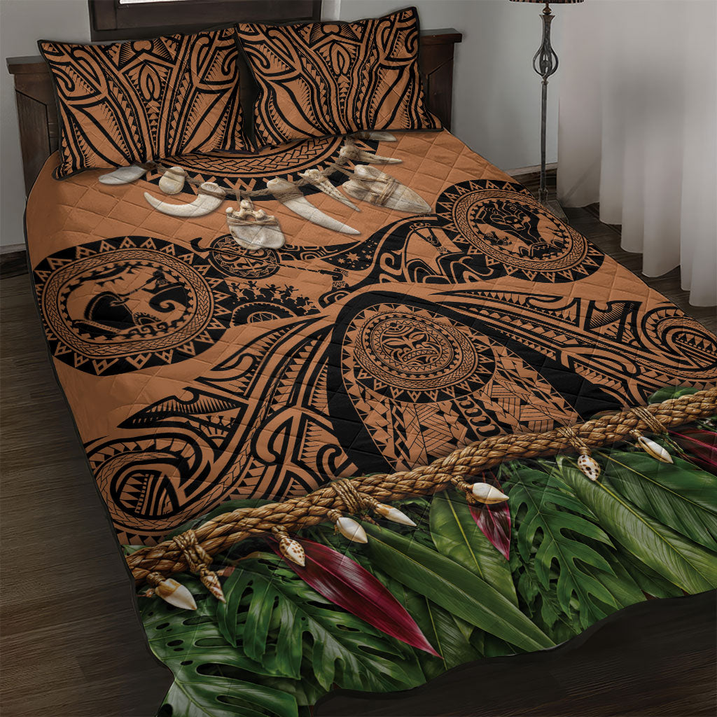 Polynesia Maui Tattoo Inspired Quilt Bed Set Tropical Leaf Skirt Costume