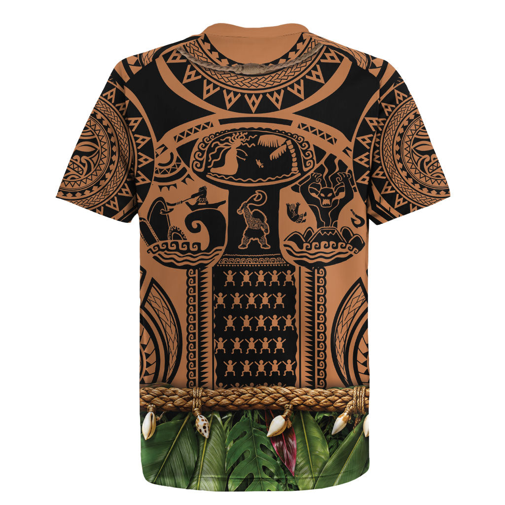 Polynesia Maui Tattoo Inspired Rugby Jersey Tropical Leaf Skirt Costume