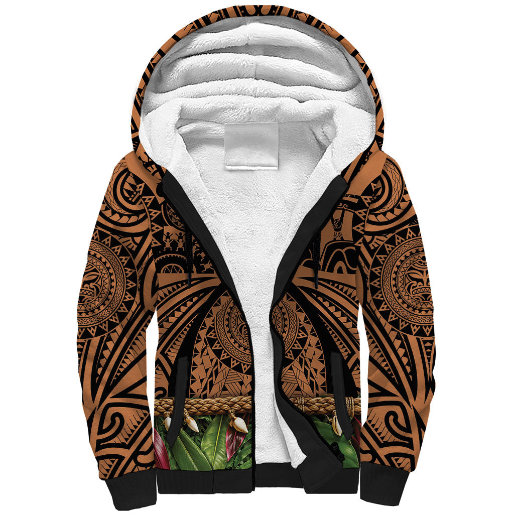 Polynesia Maui Tattoo Inspired Sherpa Hoodie Tropical Leaf Skirt Costume