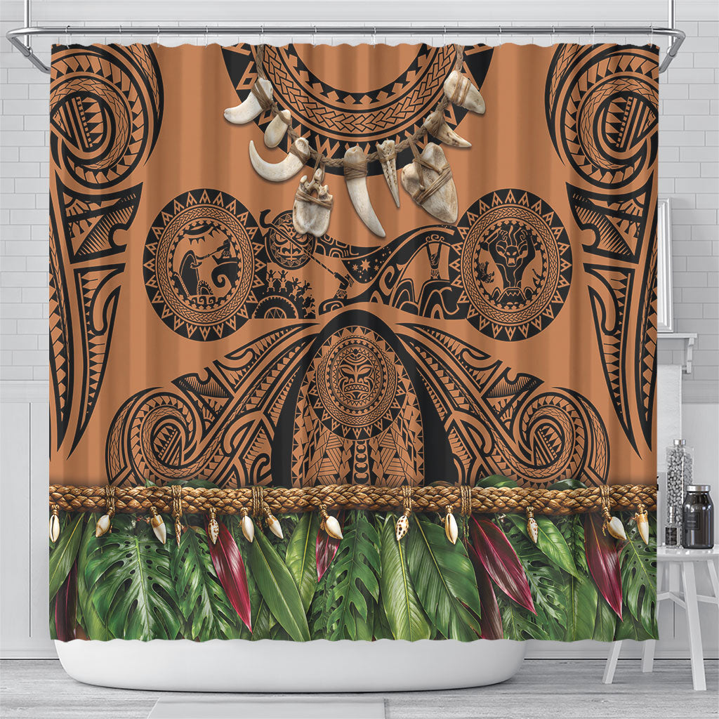 Polynesia Maui Tattoo Inspired Shower Curtain Tropical Leaf Skirt Costume