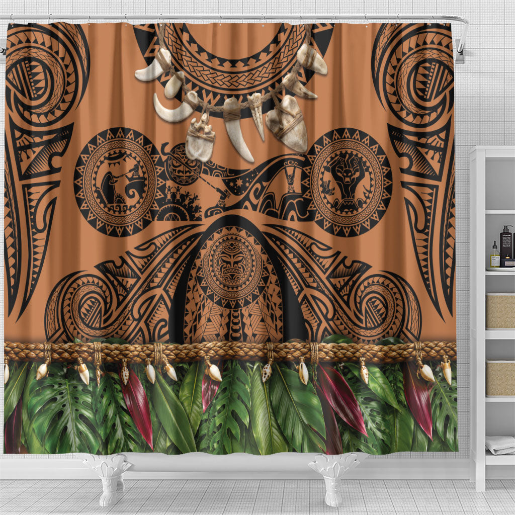 Polynesia Maui Tattoo Inspired Shower Curtain Tropical Leaf Skirt Costume