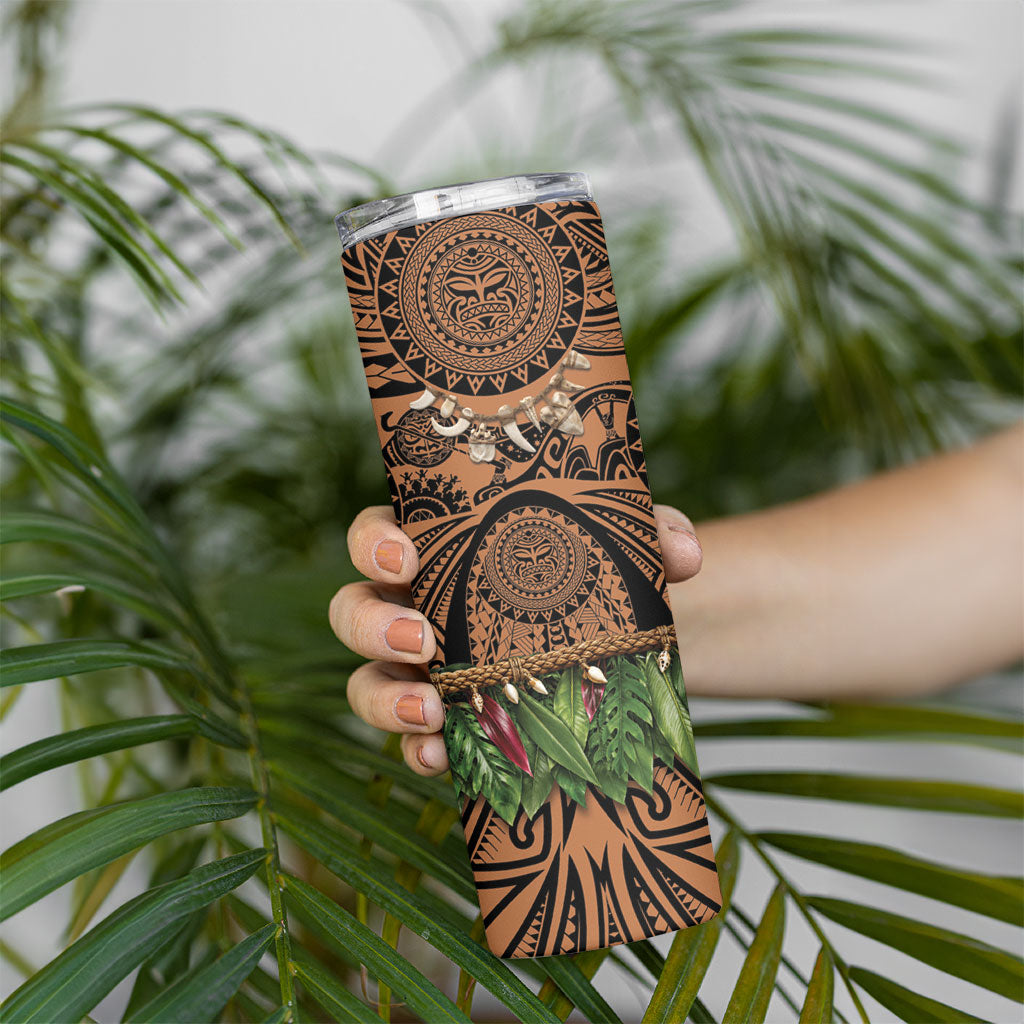 Polynesia Maui Tattoo Inspired Skinny Tumbler Tropical Leaf Skirt Costume