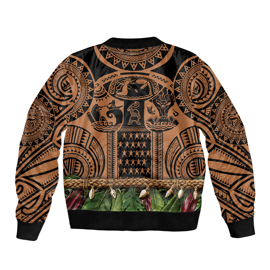 Polynesia Maui Tattoo Inspired Sleeve Zip Bomber Jacket Tropical Leaf Skirt Costume