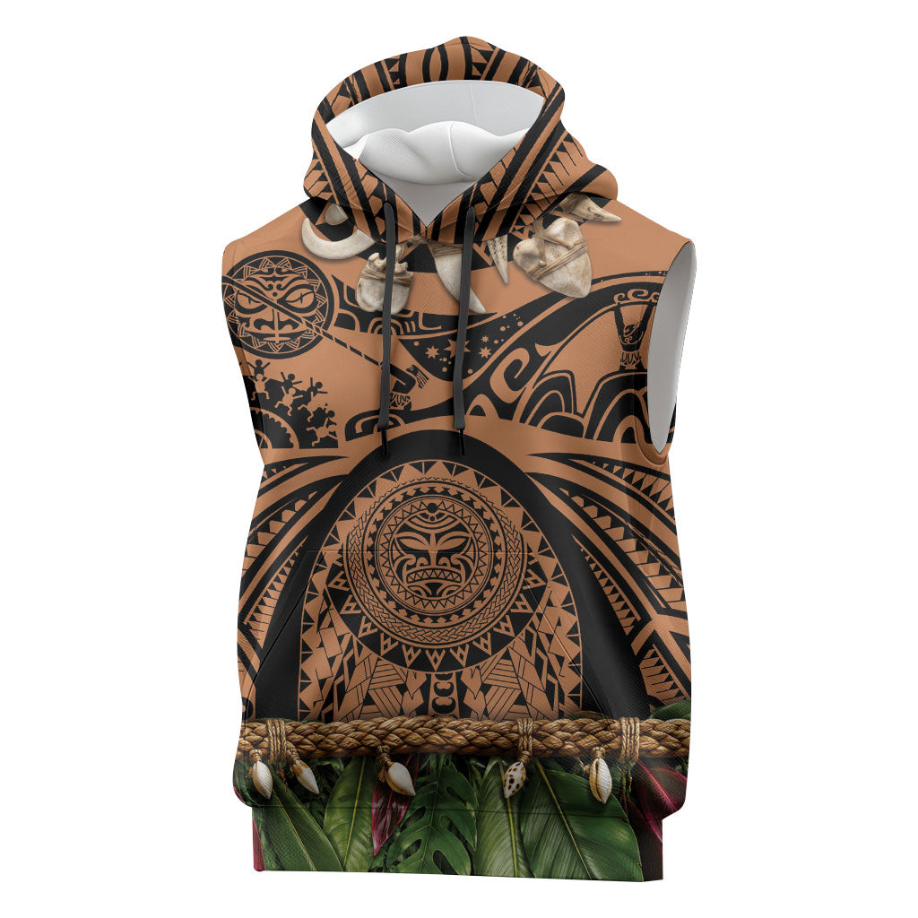 Polynesia Maui Tattoo Inspired Sleeveless Hoodie Tropical Leaf Skirt Costume