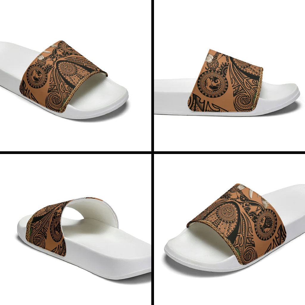 Polynesia Maui Tattoo Inspired Slide Sandals Tropical Leaf Skirt Costume