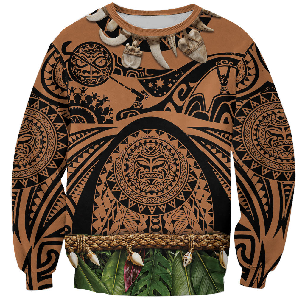Polynesia Maui Tattoo Inspired Sweatshirt Tropical Leaf Skirt Costume