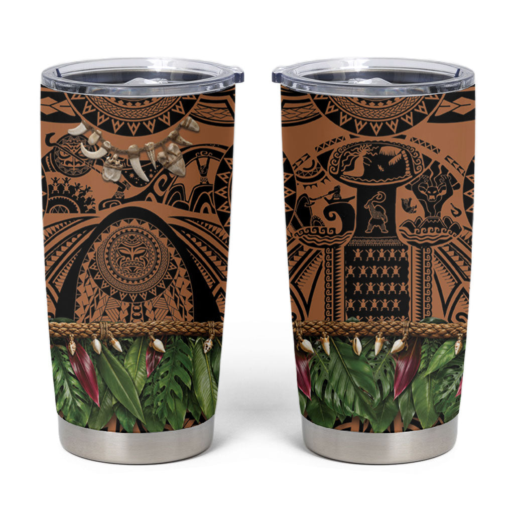 Polynesia Maui Tattoo Inspired Tumbler Cup Tropical Leaf Skirt Costume