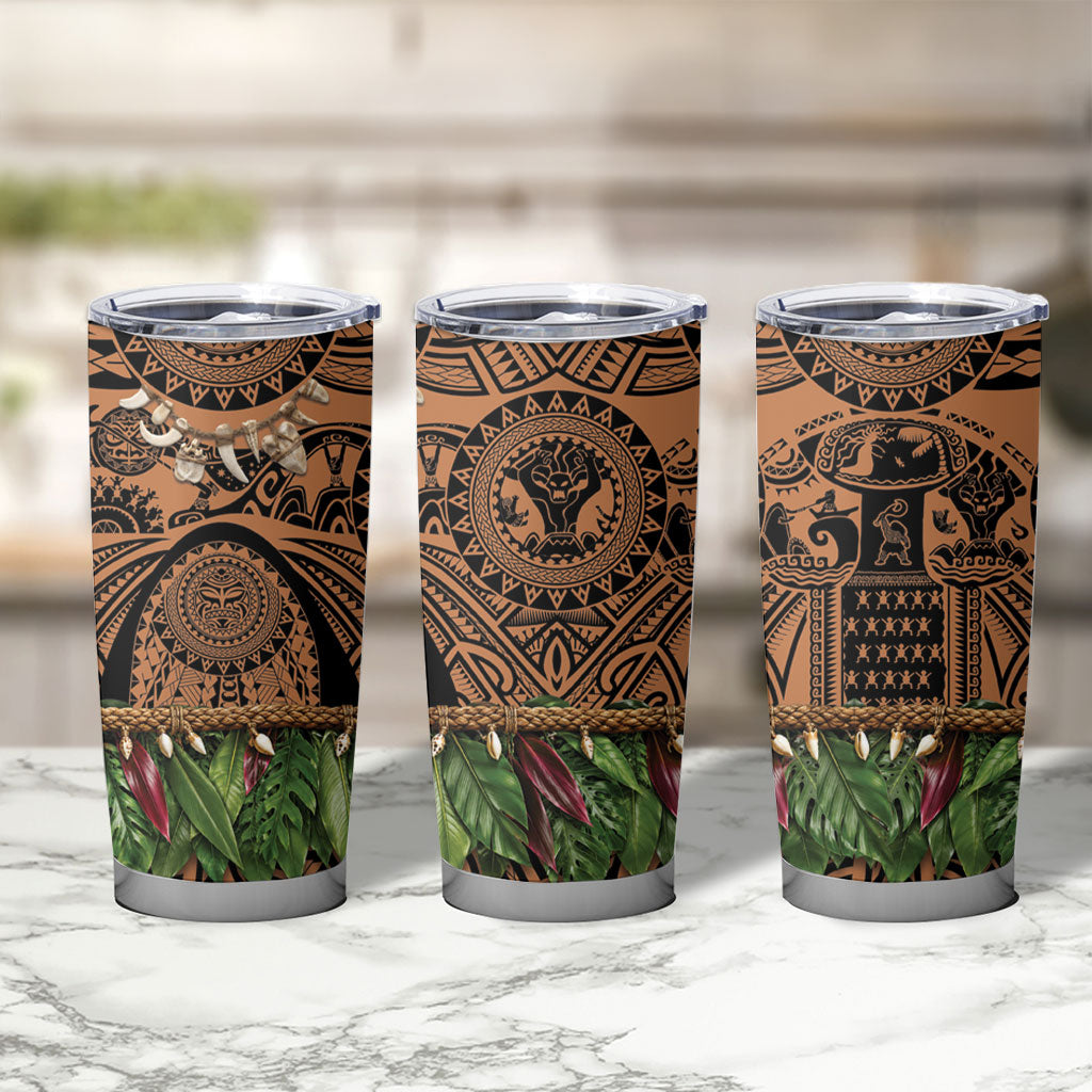 Polynesia Maui Tattoo Inspired Tumbler Cup Tropical Leaf Skirt Costume