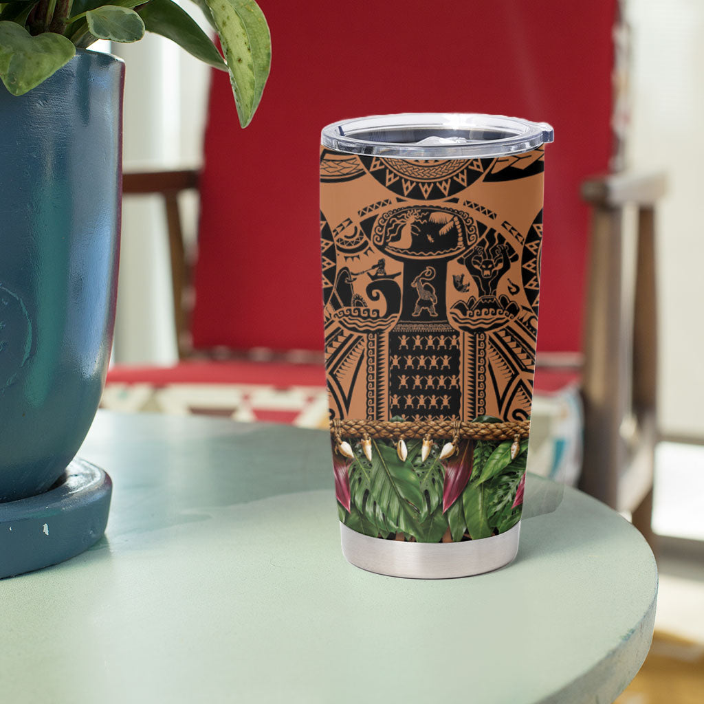 Polynesia Maui Tattoo Inspired Tumbler Cup Tropical Leaf Skirt Costume