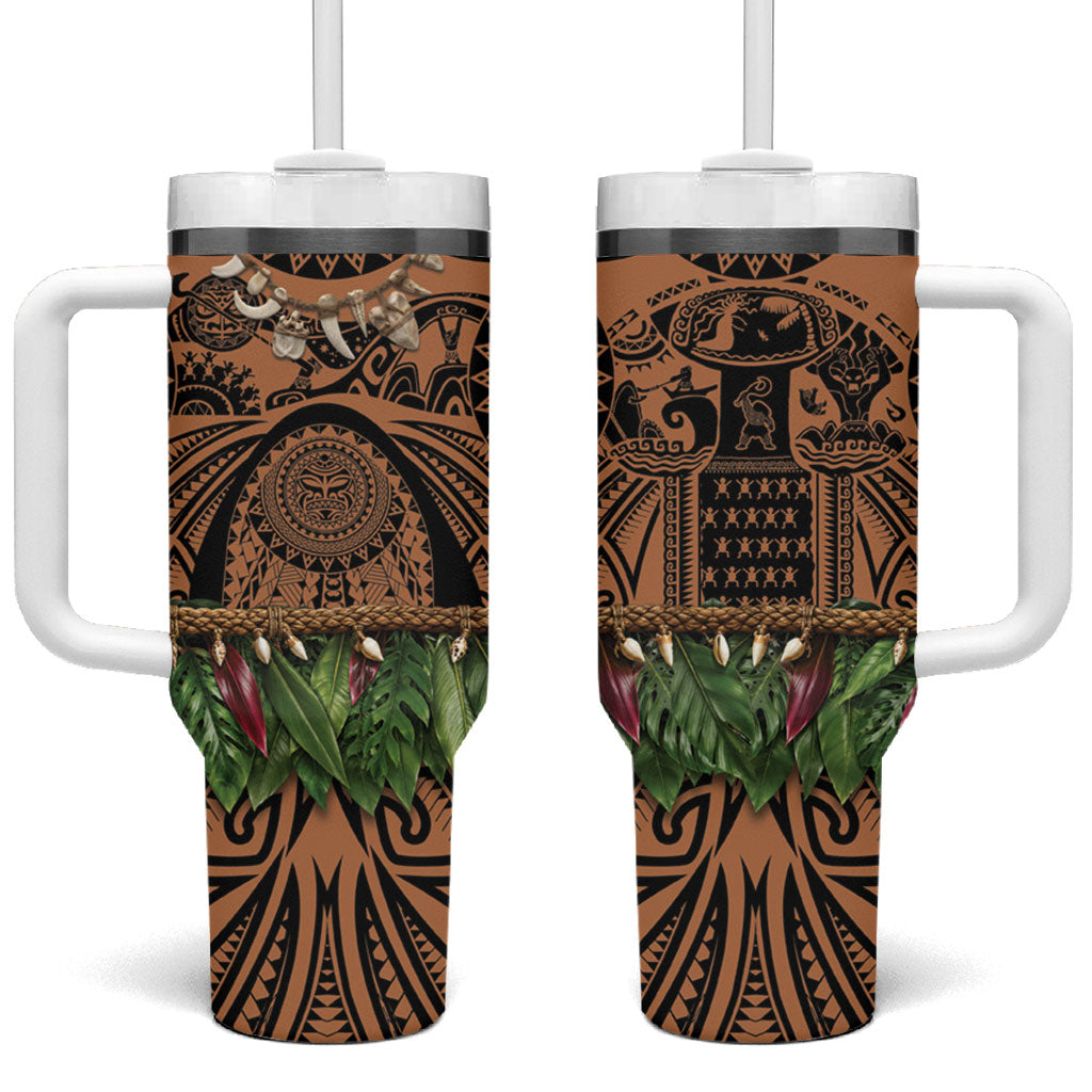Polynesia Maui Tattoo Inspired Tumbler With Handle Tropical Leaf Skirt Costume