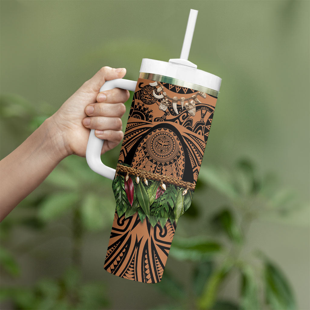 Polynesia Maui Tattoo Inspired Tumbler With Handle Tropical Leaf Skirt Costume