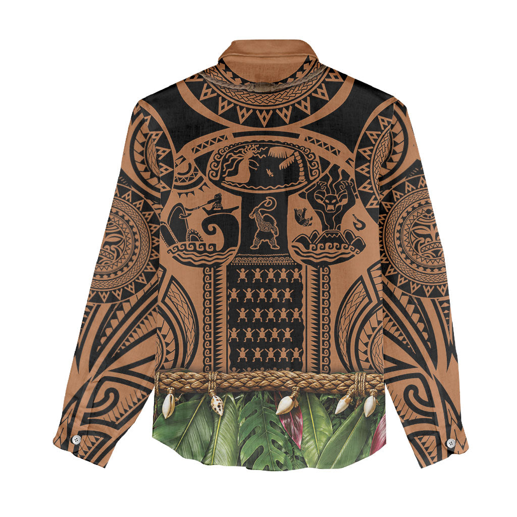 Polynesia Maui Tattoo Inspired Women Casual Shirt Tropical Leaf Skirt Costume