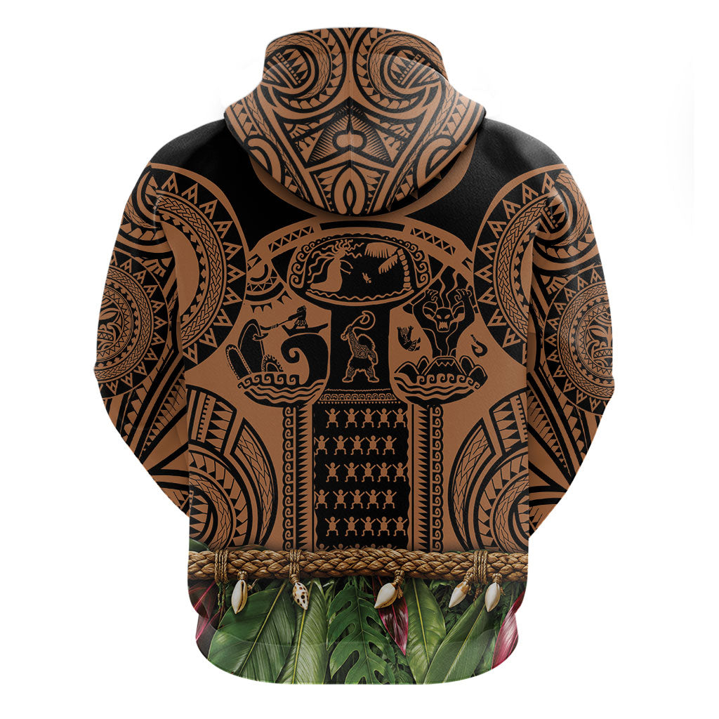Polynesia Maui Tattoo Inspired Zip Hoodie Tropical Leaf Skirt Costume