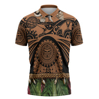 Polynesia Maui Tattoo Inspired Zipper Polo Shirt Tropical Leaf Skirt Costume