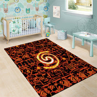Polynesia Lava Monster Cosplay Area Rug Fiery Glowing Volcano Crack Pattern