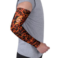 Polynesia Lava Monster Cosplay Arm Sleeves Fiery Glowing Volcano Crack Pattern