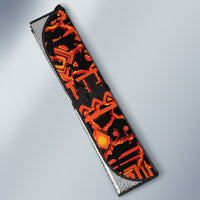 Polynesia Lava Monster Cosplay Auto Sun Shade Fiery Glowing Volcano Crack Pattern