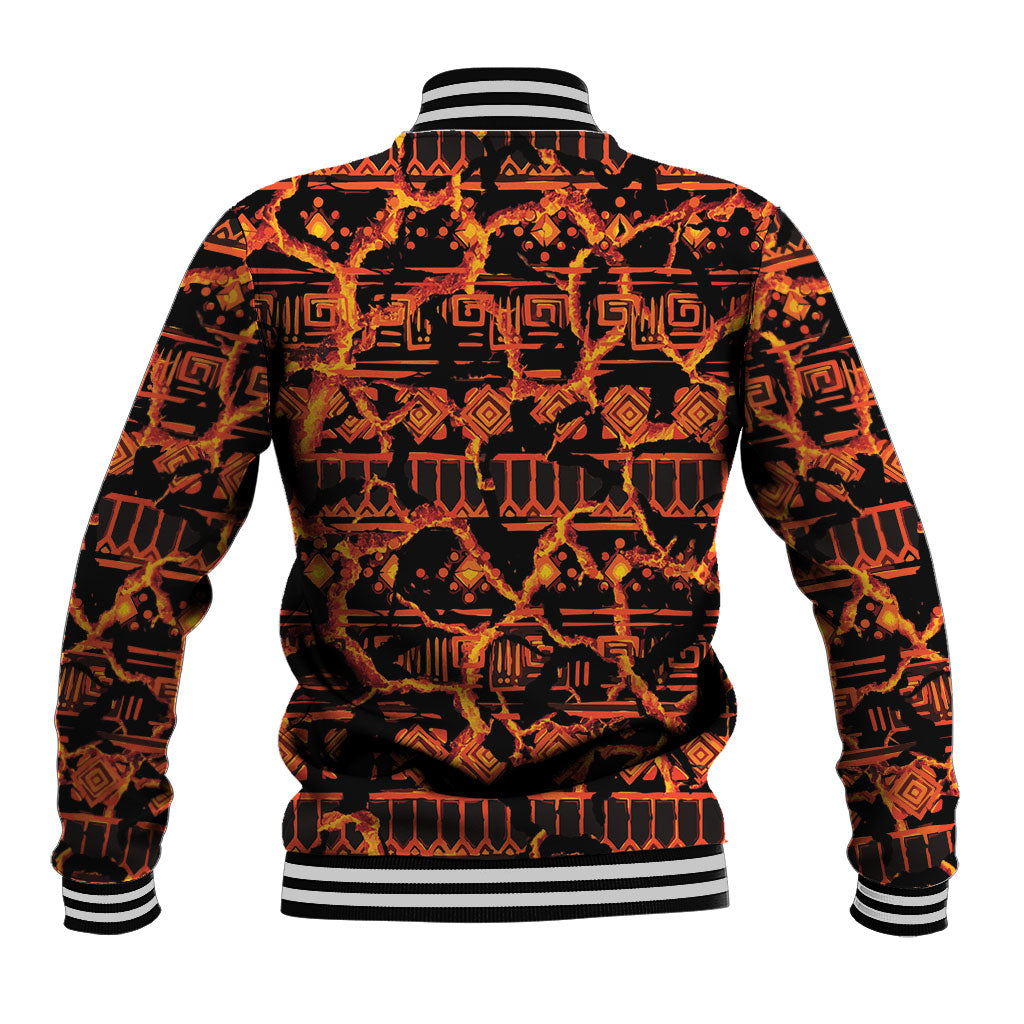 Polynesia Lava Monster Cosplay Baseball Jacket Fiery Glowing Volcano Crack Pattern