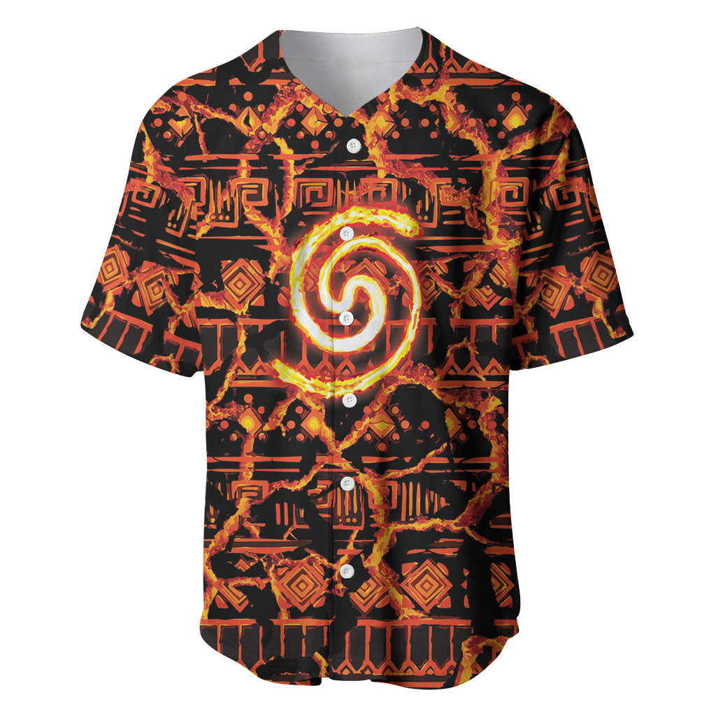 Polynesia Lava Monster Cosplay Baseball Jersey Fiery Glowing Volcano Crack Pattern