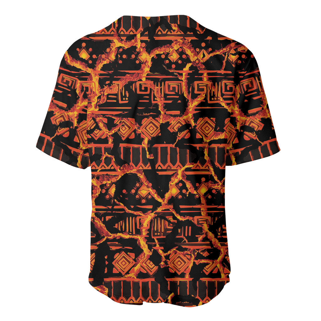 Polynesia Lava Monster Cosplay Baseball Jersey Fiery Glowing Volcano Crack Pattern