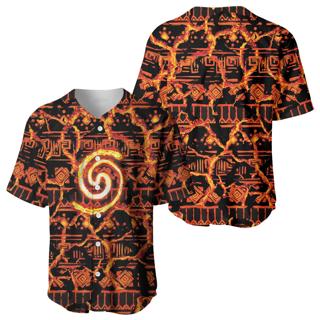 Polynesia Lava Monster Cosplay Baseball Jersey Fiery Glowing Volcano Crack Pattern