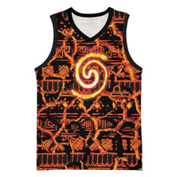 Polynesia Lava Monster Cosplay Basketball Jersey Fiery Glowing Volcano Crack Pattern