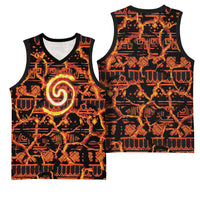 Polynesia Lava Monster Cosplay Basketball Jersey Fiery Glowing Volcano Crack Pattern