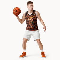 Polynesia Lava Monster Cosplay Basketball Jersey Fiery Glowing Volcano Crack Pattern