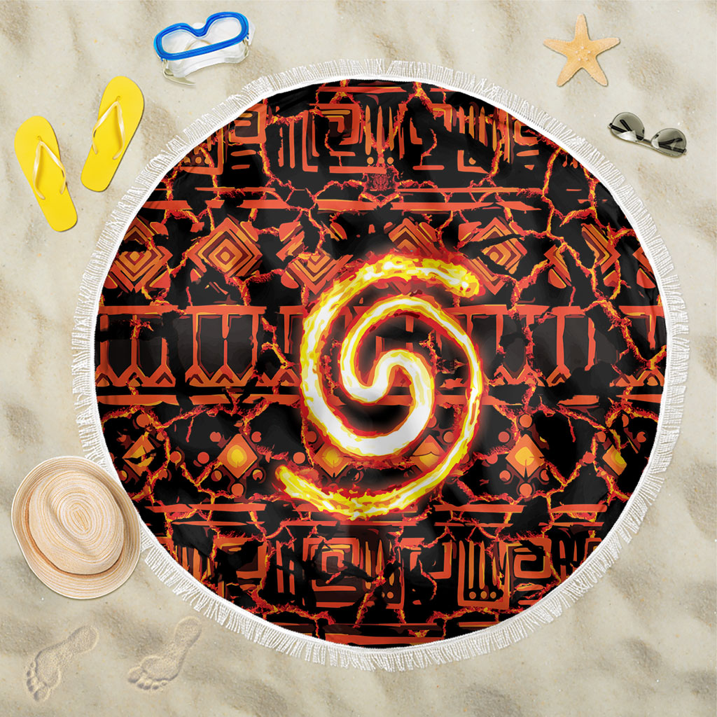 Polynesia Lava Monster Cosplay Beach Blanket Fiery Glowing Volcano Crack Pattern