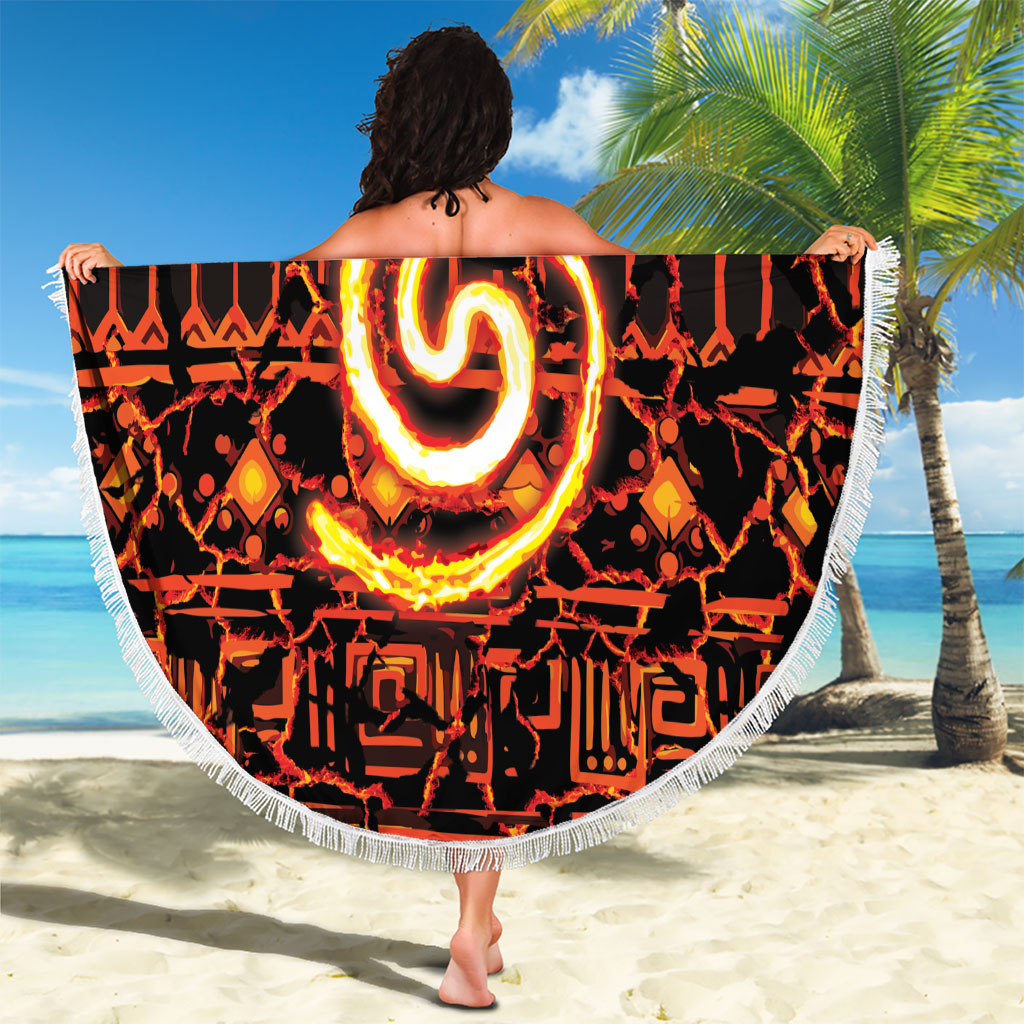 Polynesia Lava Monster Cosplay Beach Blanket Fiery Glowing Volcano Crack Pattern
