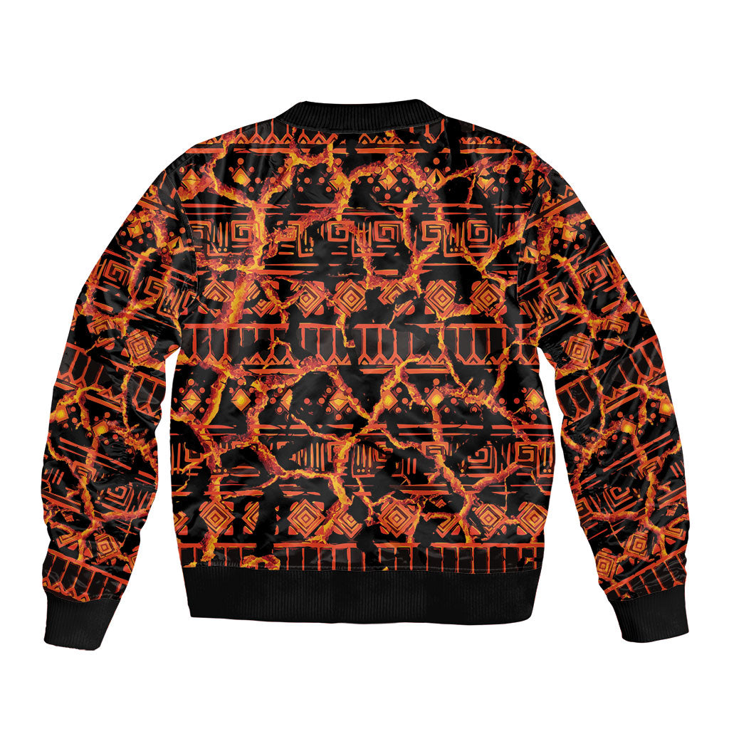 Polynesia Lava Monster Cosplay Bomber Jacket Fiery Glowing Volcano Crack Pattern