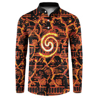 Polynesia Lava Monster Cosplay Button Sweatshirt Fiery Glowing Volcano Crack Pattern