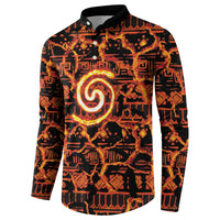 Polynesia Lava Monster Cosplay Button Sweatshirt Fiery Glowing Volcano Crack Pattern
