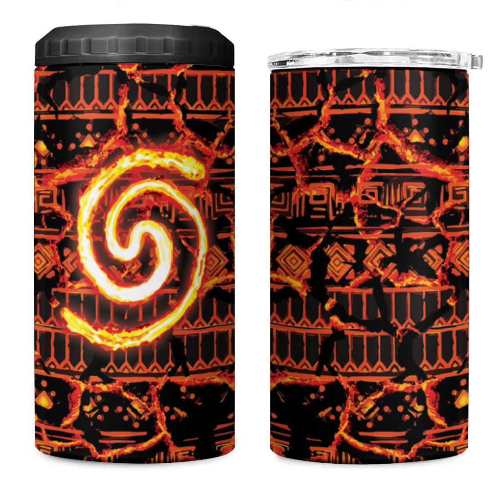 Polynesia Lava Monster Cosplay 4 in 1 Can Cooler Tumbler Fiery Glowing Volcano Crack Pattern