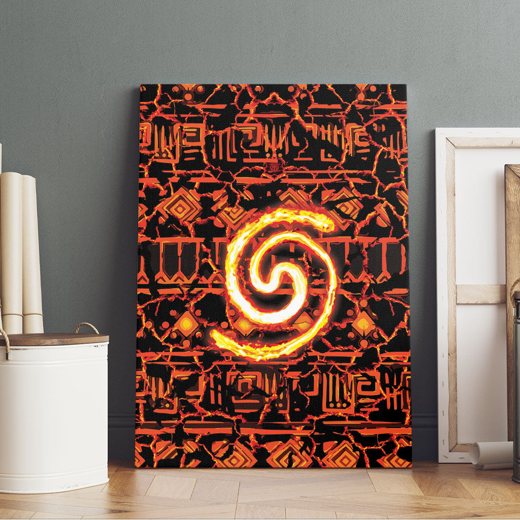 Polynesia Lava Monster Cosplay Canvas Wall Art Fiery Glowing Volcano Crack Pattern