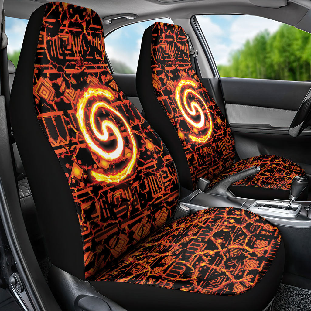 Polynesia Lava Monster Cosplay Car Seat Cover Fiery Glowing Volcano Crack Pattern