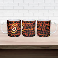 Polynesia Lava Monster Cosplay Ceramic Mug Fiery Glowing Volcano Crack Pattern