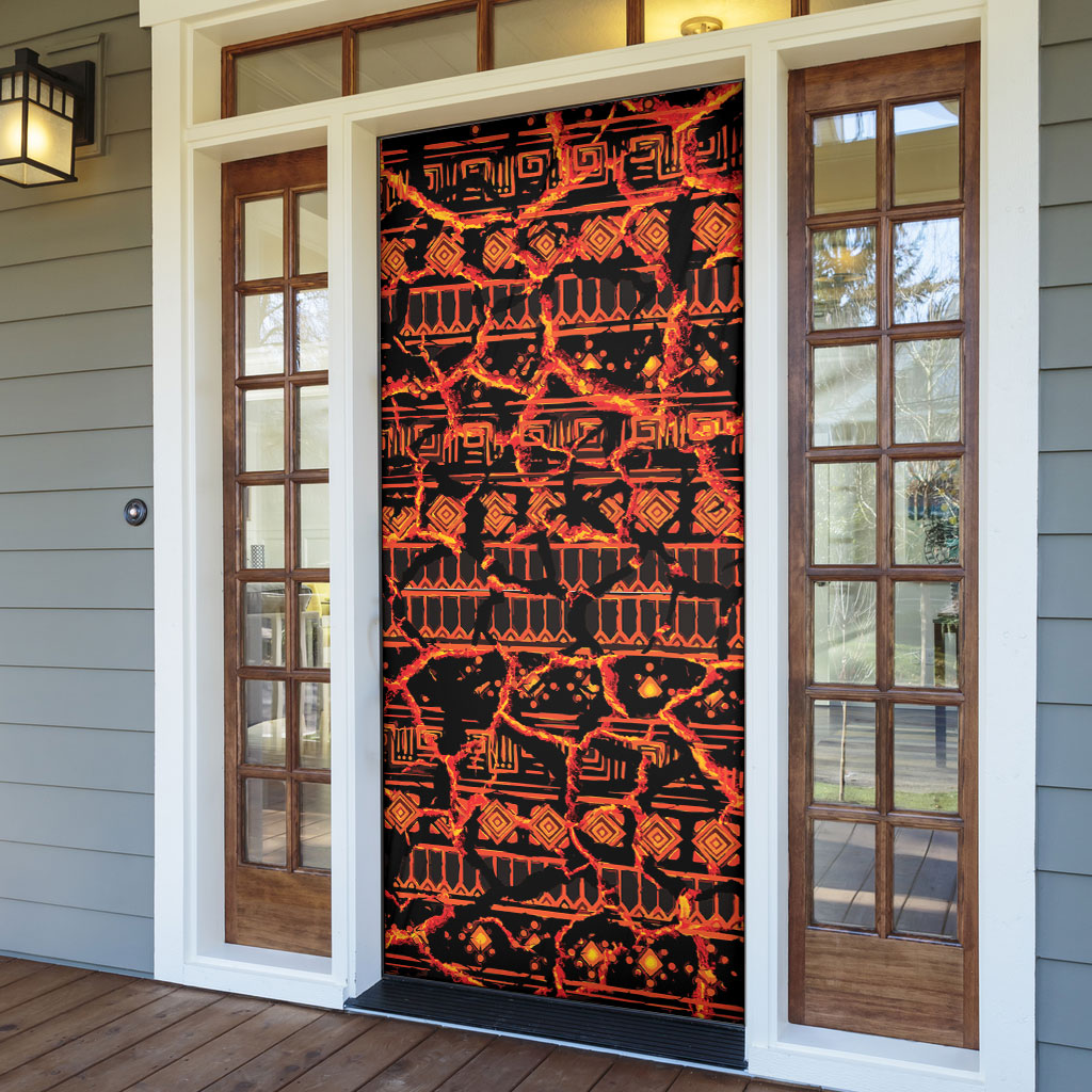 Polynesia Lava Monster Cosplay Door Cover Fiery Glowing Volcano Crack Pattern