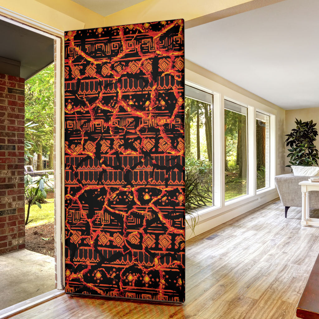 Polynesia Lava Monster Cosplay Door Cover Fiery Glowing Volcano Crack Pattern